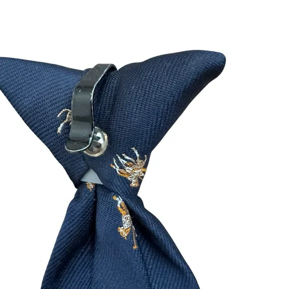 Boys Blue Clip-On Tie Necktie Equestrian Preppy - Picture 4 of 4
